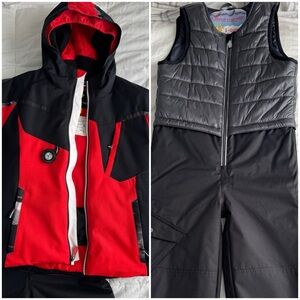 Obermeyer Red and Black Ski Jacket and Bib
